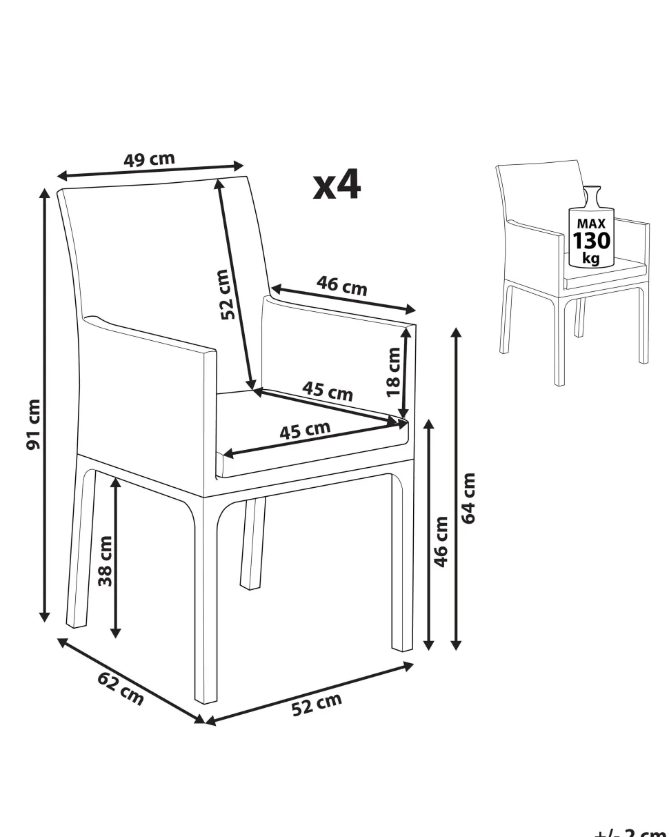 Conjunto De 4 Cadeiras De Jardim Cinzentas Bacoli