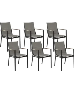 Conjunto De 6 Cadeiras De Jardim Pretas Busseto