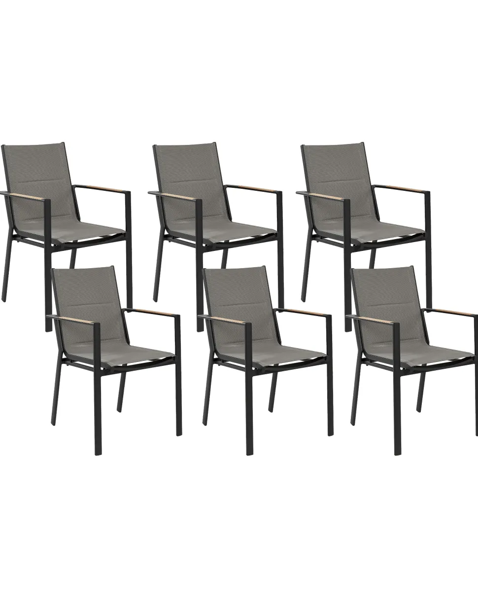 Conjunto De 6 Cadeiras De Jardim Pretas Busseto