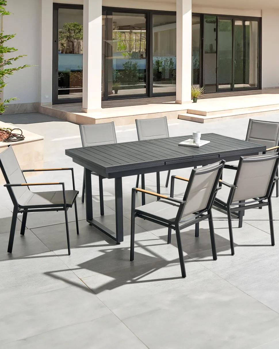 Conjunto De 6 Cadeiras De Jardim Pretas Busseto