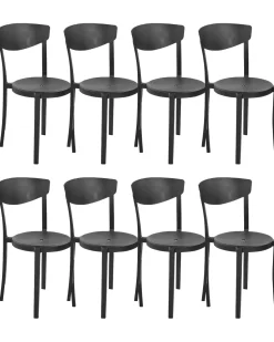 Conjunto De 8 Cadeiras De Jantar Pretas Vieste