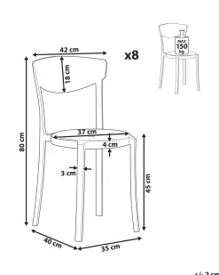 Conjunto De 8 Cadeiras De Jantar Pretas Vieste