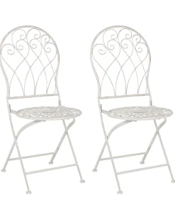 Conjunto De 2 Cadeiras De Jardim Em Metal Branco Stiffe