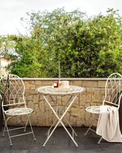 Conjunto De 2 Cadeiras De Jardim Em Metal Branco Stiffe