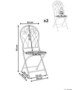 Conjunto De 2 Cadeiras De Jardim Em Metal Branco Stiffe
