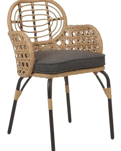 Conjunto De 6 Cadeiras De Jardim Em Rattan Cor Natural Com Almofadas Pratello