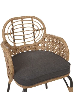 Conjunto De 6 Cadeiras De Jardim Em Rattan Cor Natural Com Almofadas Pratello