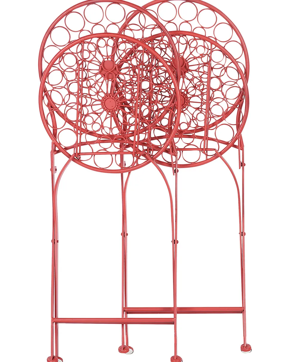 Conjunto De 2 Cadeiras De Jardim Em Metal Vermelho Scario