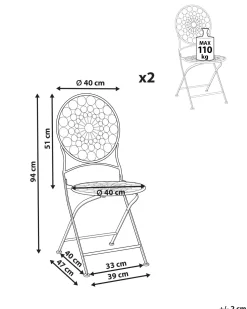 Conjunto De 2 Cadeiras De Jardim Em Metal Vermelho Scario