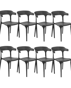 Conjunto De 8 Cadeiras De Jantar Pretas Gubbio