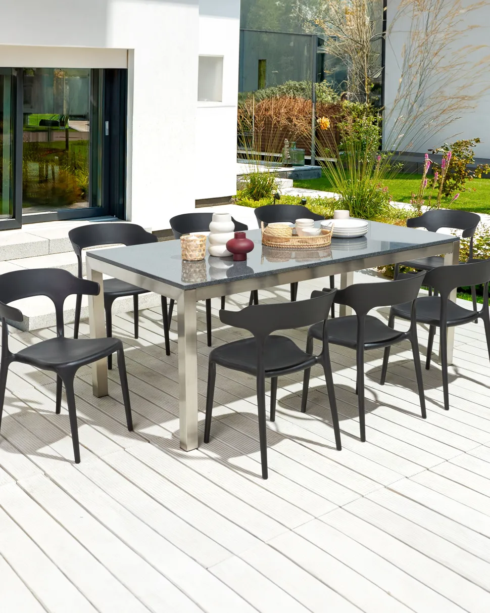 Conjunto De 8 Cadeiras De Jantar Pretas Gubbio