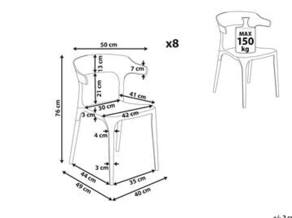 Conjunto De 8 Cadeiras De Jantar Pretas Gubbio