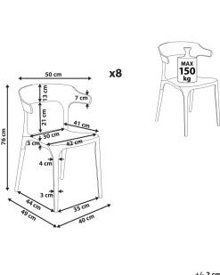 Conjunto De 8 Cadeiras De Jantar Pretas Gubbio