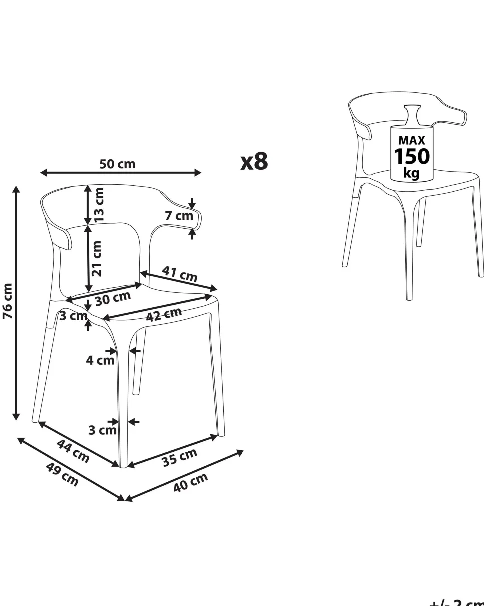 Conjunto De 8 Cadeiras De Jantar Pretas Gubbio