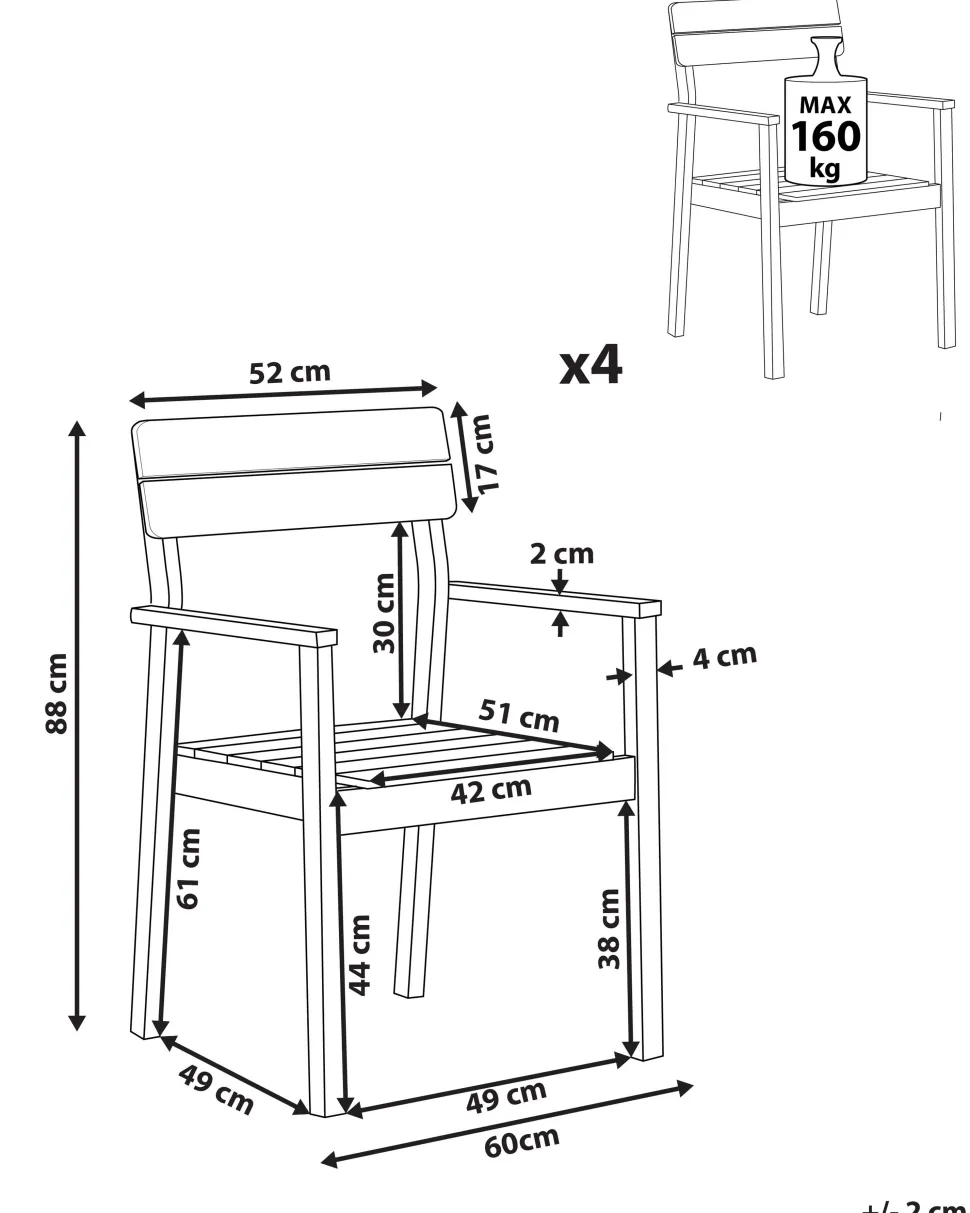 Conjunto De 4 Cadeiras Em Madeira De Acacia Clara Fornelli