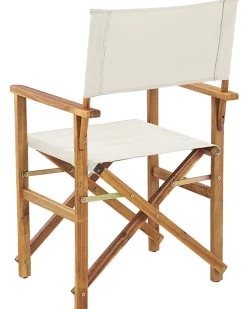 Conjunto De 2 Cadeiras Em Madeira Clara 2 Lonas Creme E Padrao Tucano Cine