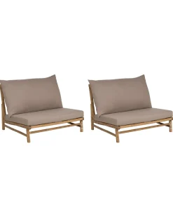 Conjunto De 2 Cadeiras Em Bambu Claro E Taupe Todi