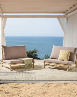 Conjunto De 2 Cadeiras Em Bambu Claro E Taupe Todi