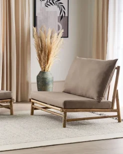 Conjunto De 2 Cadeiras Em Bambu Claro E Taupe Todi