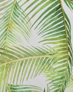 Conjunto De 2 Cadeiras Em Madeira Escura 2 Lonas Cinzentas E Padrao Palmeira Cine