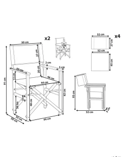 Conjunto De 2 Cadeiras Em Madeira Escura 2 Lonas Cinzentas E Padrao Palmeira Cine
