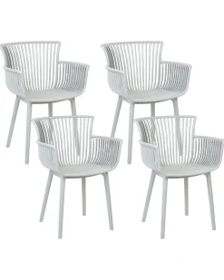 Conjunto De 4 Cadeiras Em Plastico Cinzento Claro Pesaro