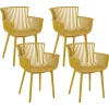 Conjunto De 4 Cadeiras Em Plastico Amarelo Pesaro