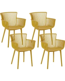 Conjunto De 4 Cadeiras Em Plastico Amarelo Pesaro