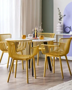 Conjunto De 4 Cadeiras Em Plastico Amarelo Pesaro
