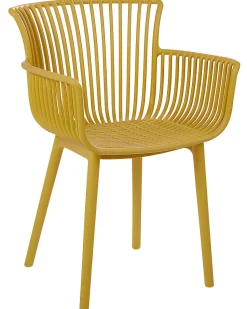 Conjunto De 4 Cadeiras Em Plastico Amarelo Pesaro