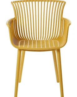 Conjunto De 4 Cadeiras Em Plastico Amarelo Pesaro