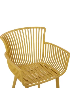 Conjunto De 4 Cadeiras Em Plastico Amarelo Pesaro
