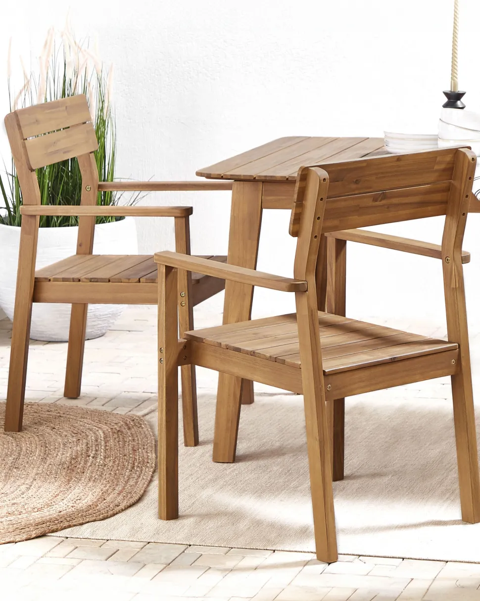 Conjunto De 2 Cadeiras Em Madeira De Acacia Clara Fornelli