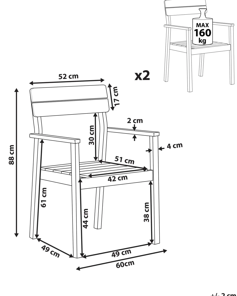 Conjunto De 2 Cadeiras Em Madeira De Acacia Clara Fornelli