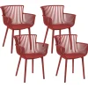 Conjunto De 4 Cadeiras Em Plastico Vermelho Pesaro
