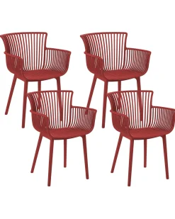 Conjunto De 4 Cadeiras Em Plastico Vermelho Pesaro