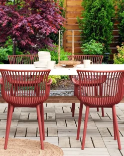 Conjunto De 4 Cadeiras Em Plastico Vermelho Pesaro