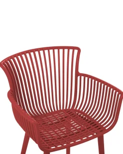 Conjunto De 4 Cadeiras Em Plastico Vermelho Pesaro