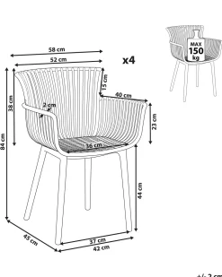 Conjunto De 4 Cadeiras Em Plastico Vermelho Pesaro