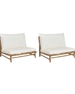 Conjunto De 2 Cadeiras Em Bambu Claro E Branco Todi