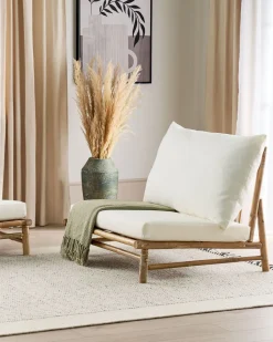 Conjunto De 2 Cadeiras Em Bambu Claro E Branco Todi