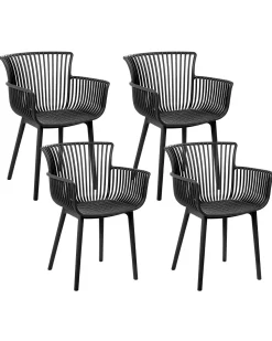 Conjunto De 4 Cadeiras Em Plastico Preto Pesaro