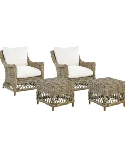 Conjunto De 2 Cadeiras Para Jardim Em Rattan Natural Ribolla