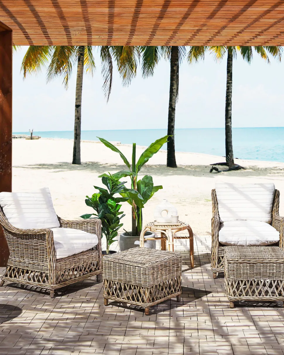 Conjunto De 2 Cadeiras Para Jardim Em Rattan Natural Ribolla