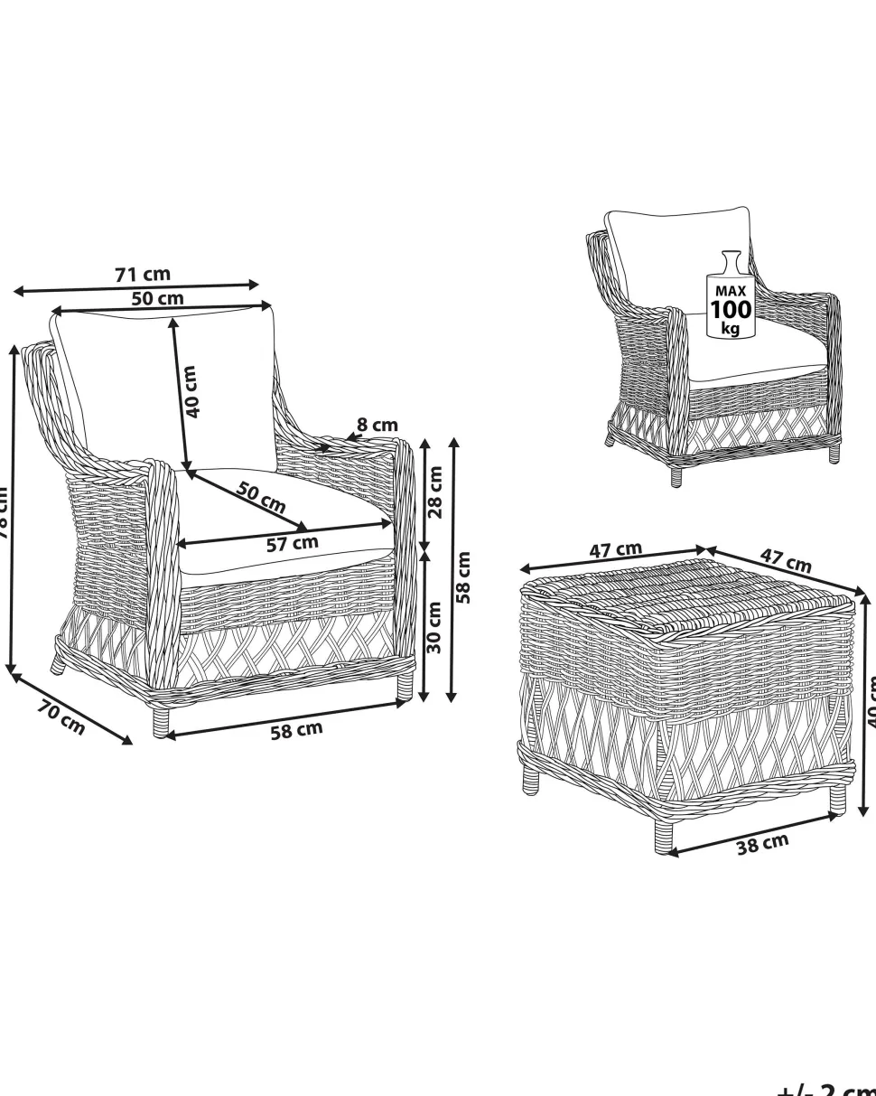 Conjunto De 2 Cadeiras Para Jardim Em Rattan Natural Ribolla