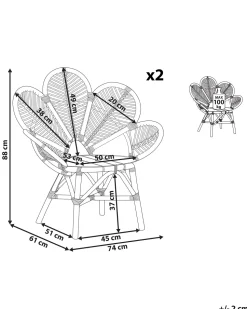 Conjunto De 2 Cadeiras Pavao Em Rattan De Cor Natural Florentine Ii