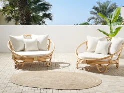 Conjunto De 2 Camas De Jardim Em Rattan Natural Rossano