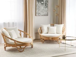 Conjunto De 2 Camas De Jardim Em Rattan Natural Rossano