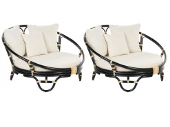 Conjunto De 2 Camas De Jardim Em Rattan Preto Rossano