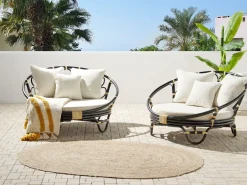 Conjunto De 2 Camas De Jardim Em Rattan Preto Rossano